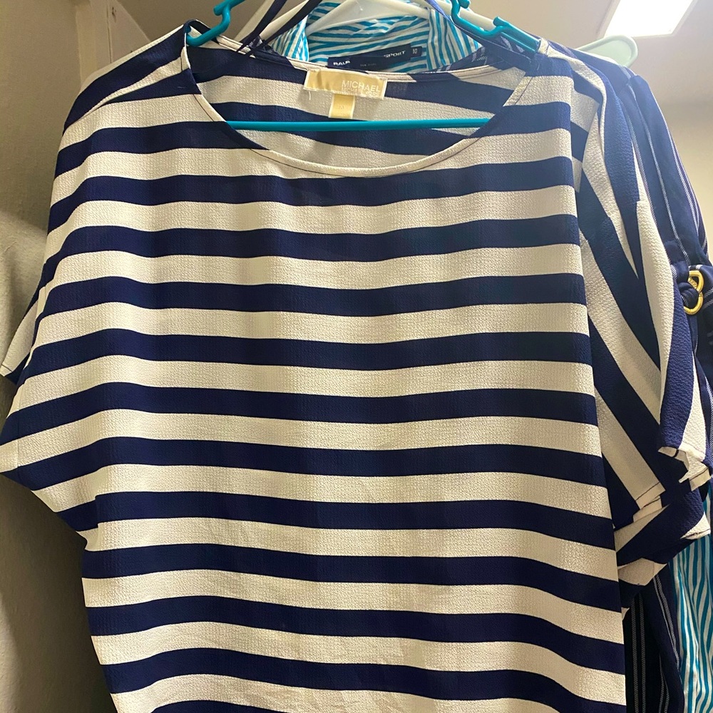 Michael Kors Side Tie Striped Top in EUC